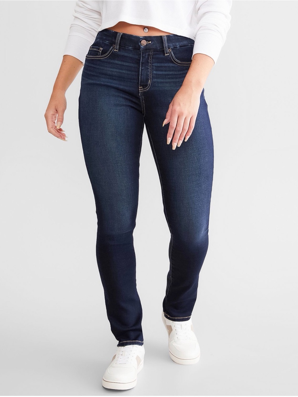 BKE Gabby Jeans Women's 34R Blue Curvy Fit High Rise Ankle Skinny Stretch